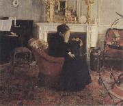 Fernand Khnopff Listingto Music by Schumann France oil painting artist